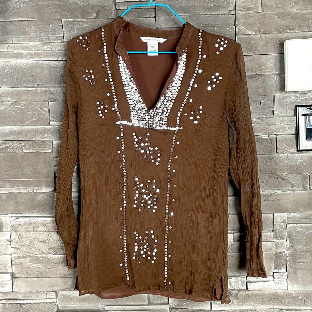 Richard Malcolm silver sequins silk blouse